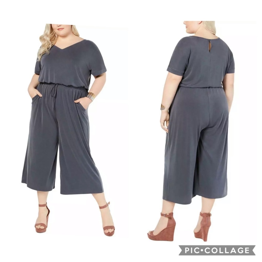NWT STYLE & Co 0X gray jumpsuit, wide leg